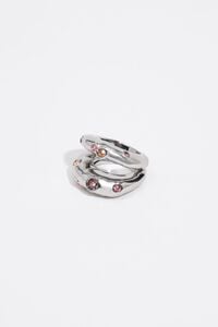 Pink crystals textured ring