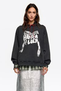 Black logo tie hoodie