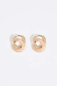 Medium ivory double hoop logo earrings