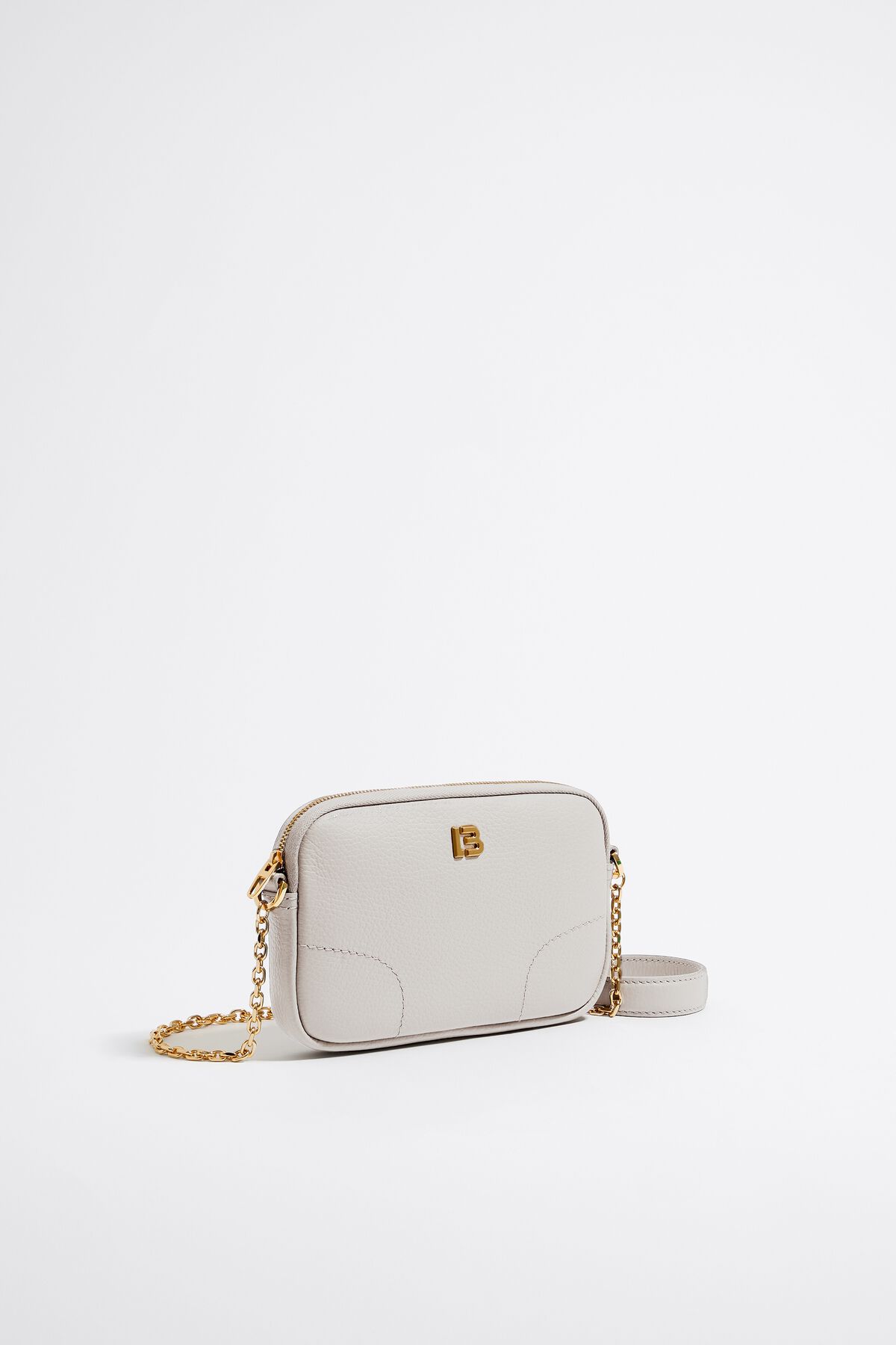 Mini off-white leather crossbody bag