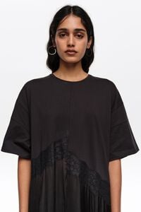 Black two-material asymmetric dress