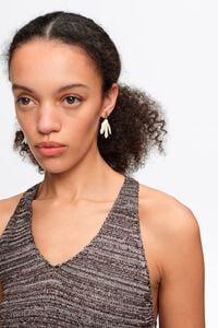 Aged gold pearl and fish earrings