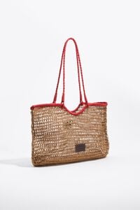 Bolso shopper grande efecto rafia natural oscuro