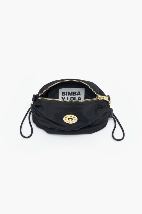 Bimba y Lola, Bags, Bimba Y Lola Black Nylon Crossbody Bag With Leather  Strap