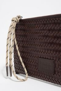 Dark brown medium leather zip clutch