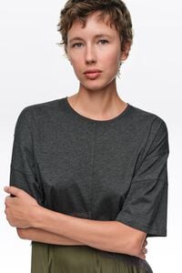 Vestido bimateria irregular caqui