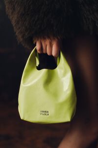 Шкіряна міні Paper bag кольору лайм