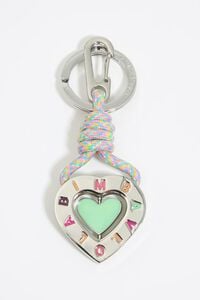 Llavero coraz&oacute;n metal plateado