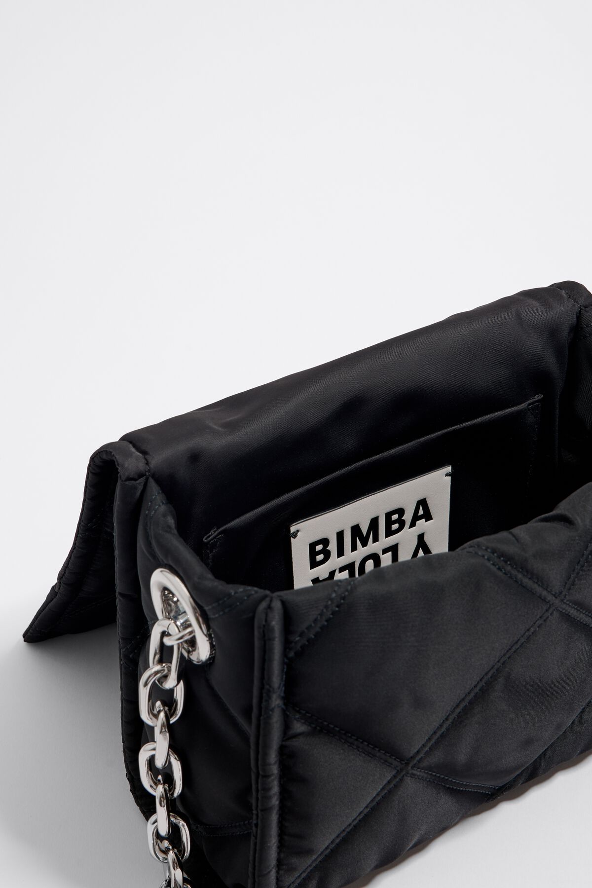 S black nylon crossbody bag with flap