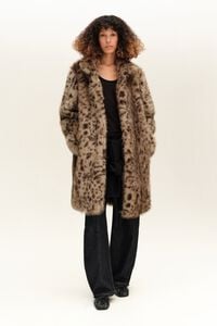Dark olive Leopard fur coat