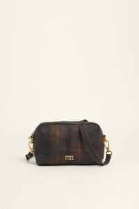 Sac bandouli&egrave;re tartan marron chasse moyen