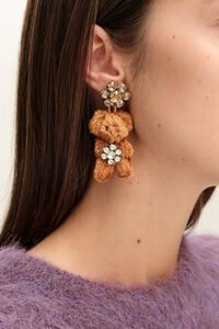 Pendientes peluches cristales marrones