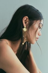 Pendientes sol cadenas dorado cepillado