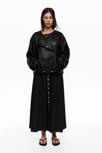 Falda l&iacute;nea A botones negra