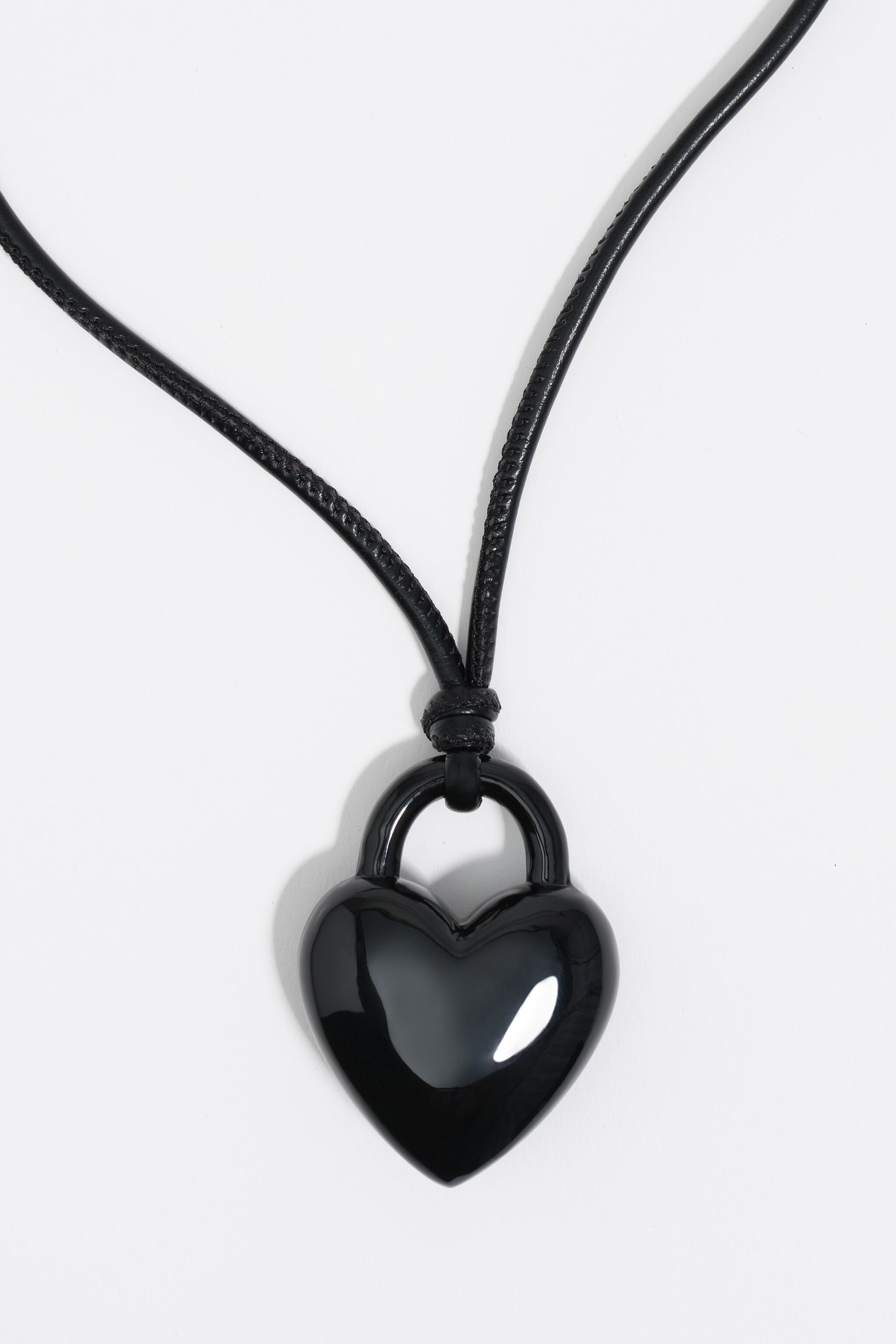 アクセサリー  ORDER DEMI GOD HEART BLK Naszyjnik rzemyk serce kłódka czarny