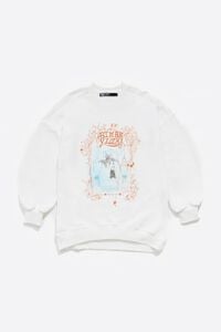 Sudadera oversize logo estampado marfil