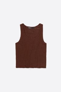 Camiseta tirantes li&ntilde;o lavado marr&oacute;n