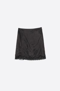Washed black lace mini skirt