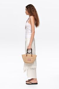 Medium natural raffia basket bag
