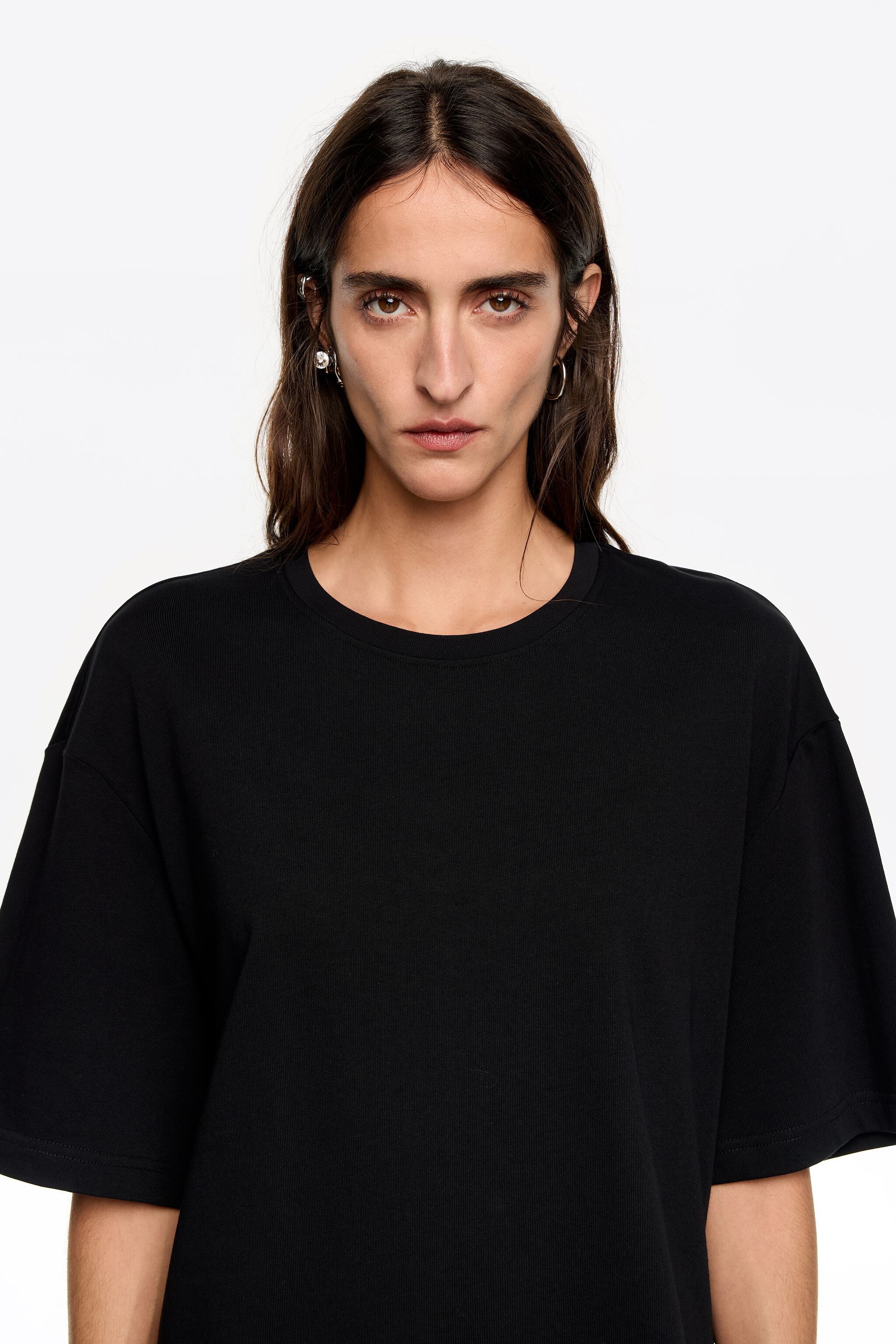 Oversize black lace T-shirt