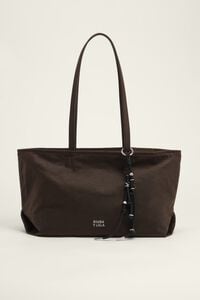 Medium dark brown coated shopper bag