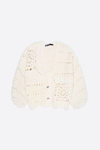 C&aacute;rdigan crochet globo blanco