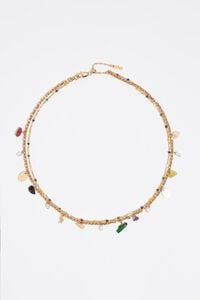 Collar doble cadena y piedras multicolor