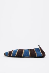 Blue and brown crochet and raffia ballerina