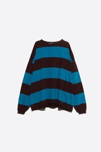 Blue-green striped oversize T-shirt