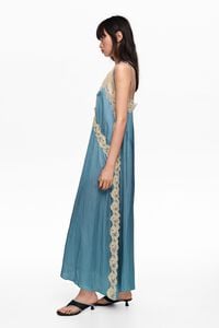 Vestido lencero fluido verde azulado