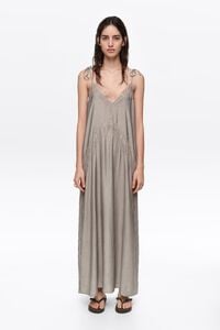 Vestido lencero fluido plata