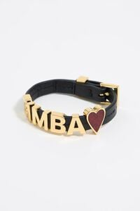 Pulsera correa logo y coraz&oacute;n glitter rojo