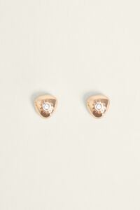 Pendientes nugget con logo y cristal plateado