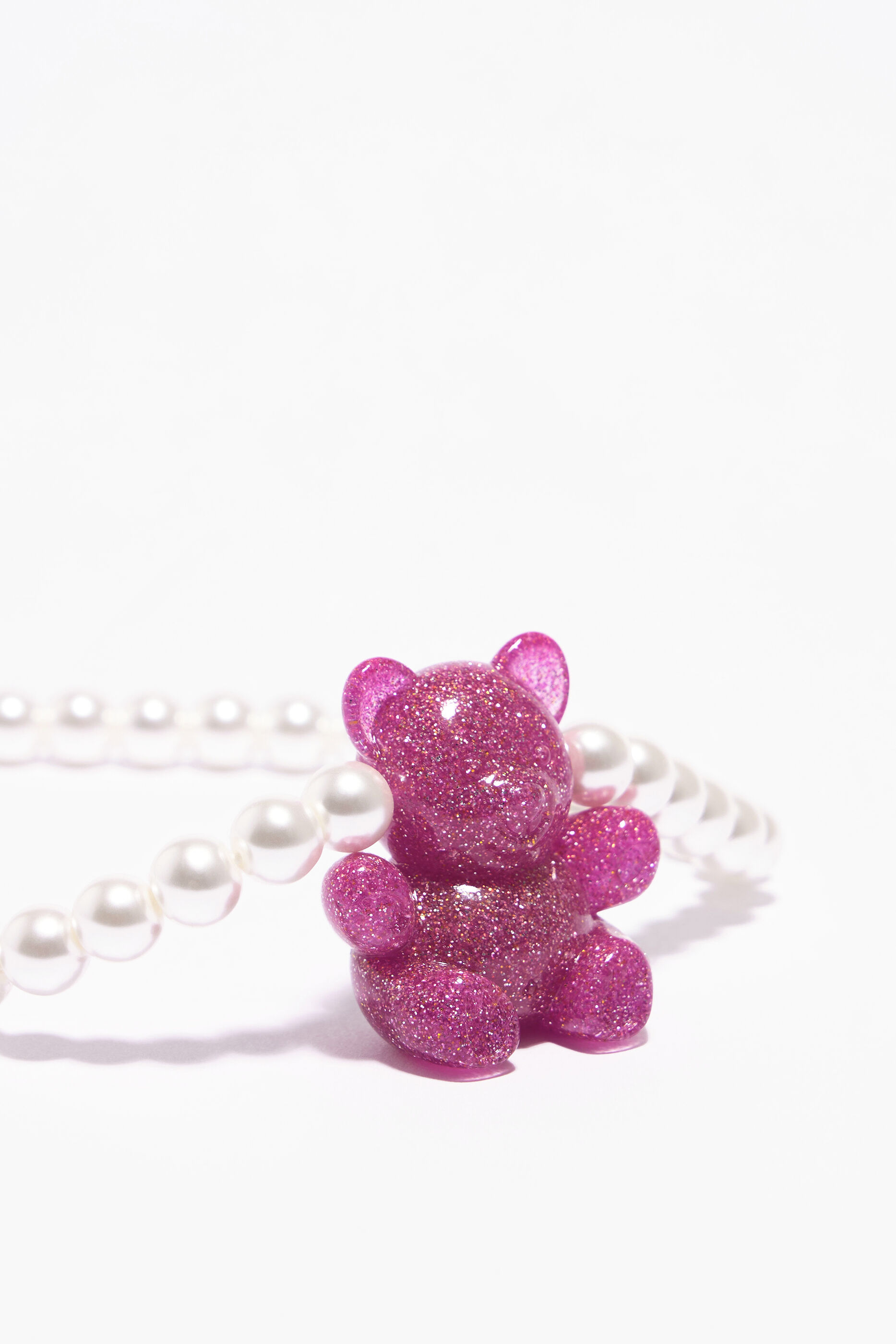 Pink bear pearl necklace