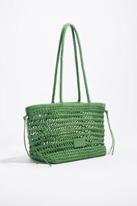 Bolso shopper trenzado grande piel esmeralda