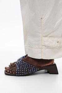 Crochet and beads heeled sandal