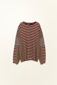 Brown multi-striped oversize T-shirt