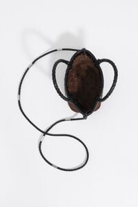 Mini braided suede crossbody bag in chocolate