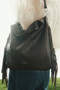 Bolso Paper mediano piel flecos caf&eacute;