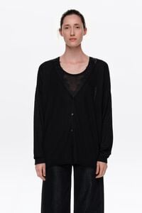 Long black lace cardigan
