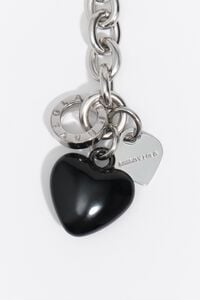 Bracelet cha&icirc;ne et perles c&oelig;ur noir