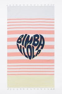 Serviette coton rayures corail