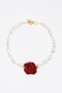 Red rose pearl necklace