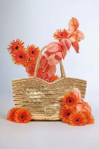 Large plaited gold leather shopper bag