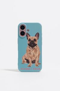 Blue French Bulldog iPhone 16 rigid case