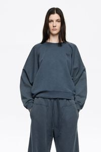 Синьо-сірий світшот з вишитим логотипом