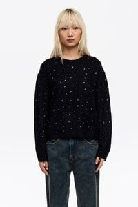 Jersey lana boxy piedras negro