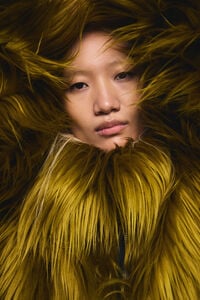 Olive long pile fur jacket