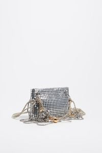 Mini sac en maille m&eacute;tallique argent&eacute;e