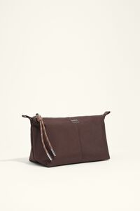 Large mocha nylon trapecio make-up case